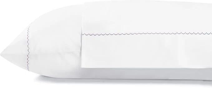 Powerful Linen Home Cotton Percale Moon Scallop Hem Pillowcases King Size Mauve Lavender 2 Pieces of Pillow Case Crisp and Cool Strong Bed Linen 20 inches X 40 inches Solid