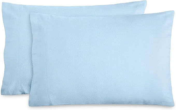 Smart Bare Home Flannel King Pillowcases Set of 2- Cotton - Velvety Soft amp Cozy - Double Brushed Heavyweight Flannel Pillowcases King Pillowcase Set of 2 Light Blue Green
