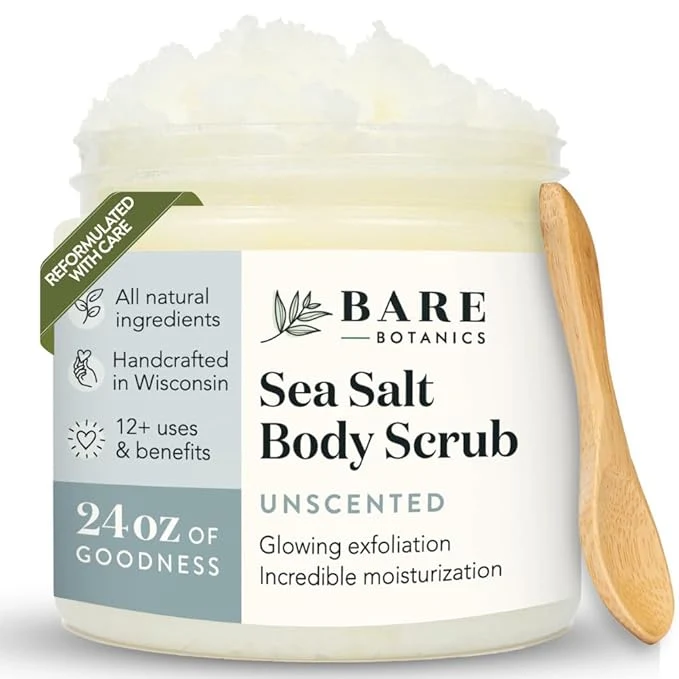 High-Quality Bare Botanics Unscented Body Scrub 24 oz Recyclable