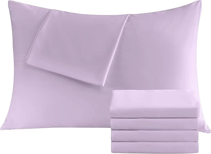 Crafted Pillowcases King 4 Pack 20x36 Pillow Cases with Envelope Closure Soft Plain Brushed Microfiber Covers Breathable Wrinkle-Resistant Lavender Proven
