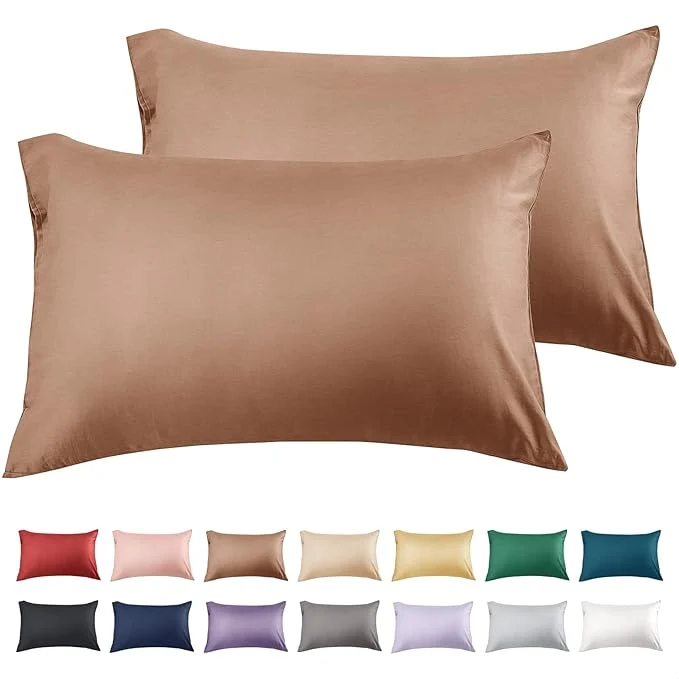 Authentic Warmstar Cotton Pillow Cases Standard Size Set of 2 600 Thread Count Pillowcases 20x26 Inches Soft Long Staple Cotton Pillowcases Breathable with Envelope Closure Coffee Brown Official