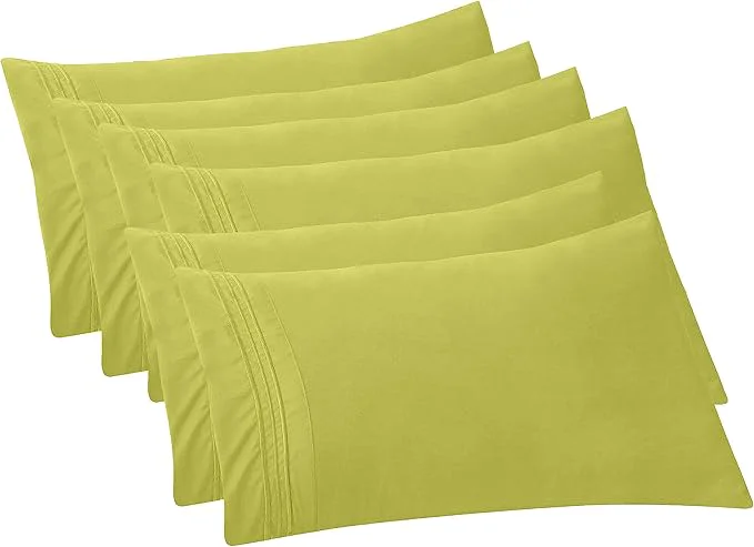 Casual Elegant Comfort 6-Pack Solid Pillowcases 1500 Premium Hotel Quality Microfiber - Smooth Weave Wrinkle and Fade Resistant Easy Slip-On 6-Piece Set King Pillowcase Pistachio Green Sustainable