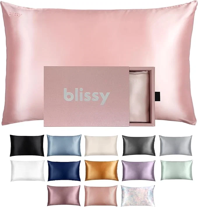 Smart Blissy Silk Pillowcase - Pure Mulberry Silk - 22 Momme 6A High-Grade Fibers - Silk Pillow Cover for Hair amp Skin - Regular Queen amp King Pink Queen Effective