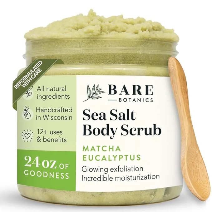 Efficient Bare Botanics Matcha Eucalyptus Body Scrub 24 oz Fine