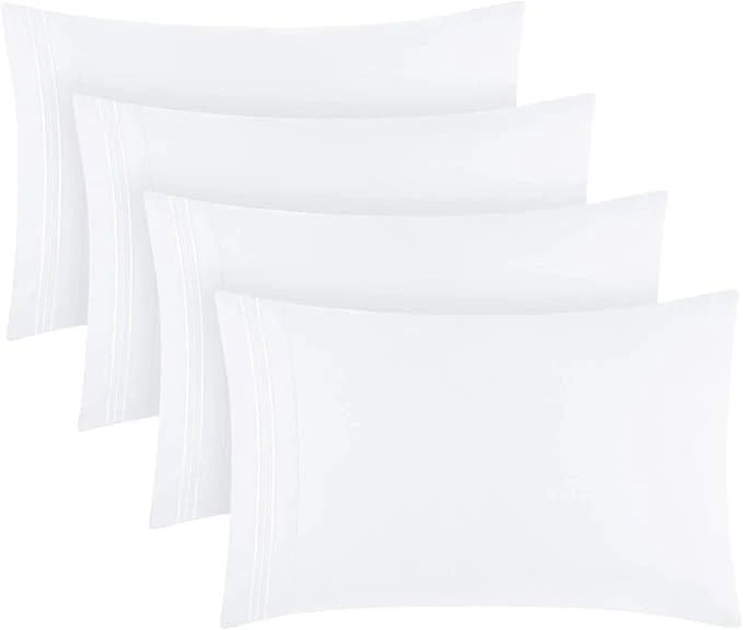 Organic Mellanni Pillow Cases Set - 4 PC Iconic Collection Pillowcases - Hotel Luxury Extra Soft Cooling Pillow Covers - Wrinkle Fade Stain Resistant King 20 quot x 40 quot White Powerful