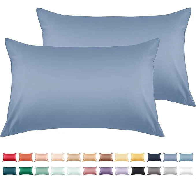 Sophisticated Warmstar Cotton Pillow Cases Standard Size Set of 2 600 Thread Count Pillowcases 20x26 Inches Soft Long Staple Cotton Pillowcases Breathable with Envelope Closure Denim Blue Flexible