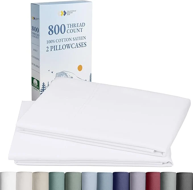 Unique Heirloom Soft Smooth amp Thick 800 Thread Count Cotton Sateen 2 King Size Pillow Cases Fits King Pillows Bright White Practical