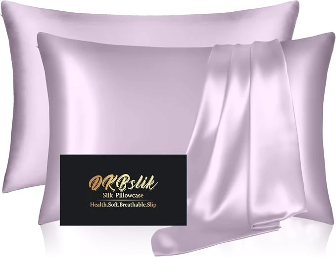 Specialty Silk Pillowcase 2 Pack Mulberry Silk Pillow Cases Queen Size Set of 2 Anti Acne Silk Pillowcase for Hair and Skin Natural Silk Satin Pillowcases Gifts for Women Men 2 Pack with Zipper Lavender Expertly Made