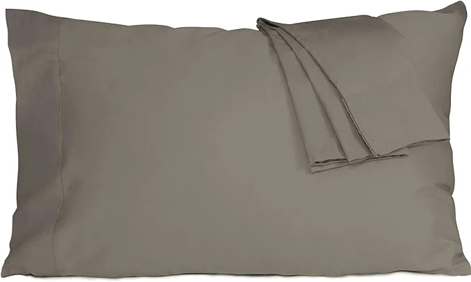 Trusted Pillow Cases King Size Cotton Percale Weave Pillowcases Pre-Shrunk Breathable and Hypoallergenic Pillowcases Set of 2 2 Piece King 20 Inch x 40 Inch Taupe Gray Exceptional