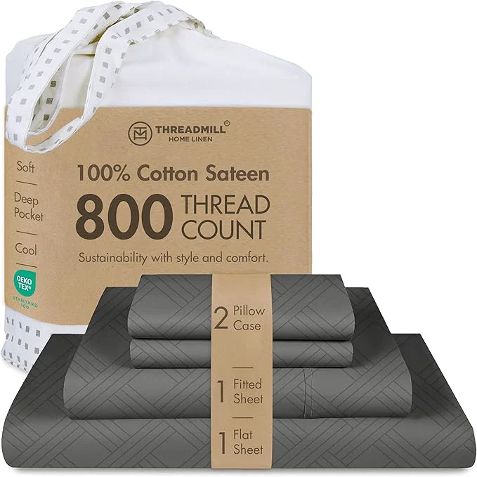 Healthy Threadmill Luxury Cotton King Sheets - 800 Thread Count Jacquard Celine Dark Grey Better Than Egyptian Cotton 4 Pc Striped Bed Set Damask Sheets Fits 16 39 39 Deep Pocket Environmentally Friendly