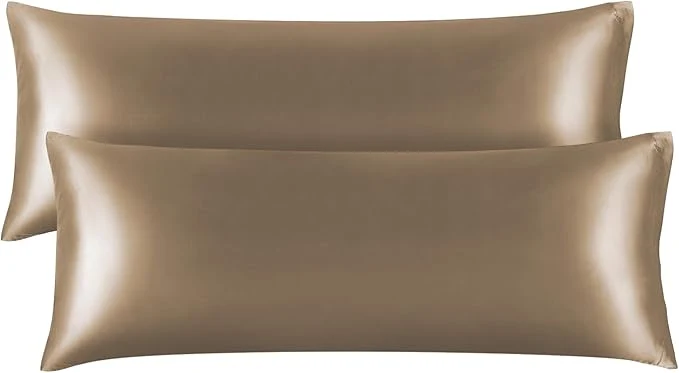Genuine BEDELITE Satin Body Pillow Cover 2 Pack Super Soft and Cooling Body Pillow Pillowcase for Hair and Skin Breathable Silky Full Long Pillowcase Cover 20 quot x54 quot Tawny Brown Fast