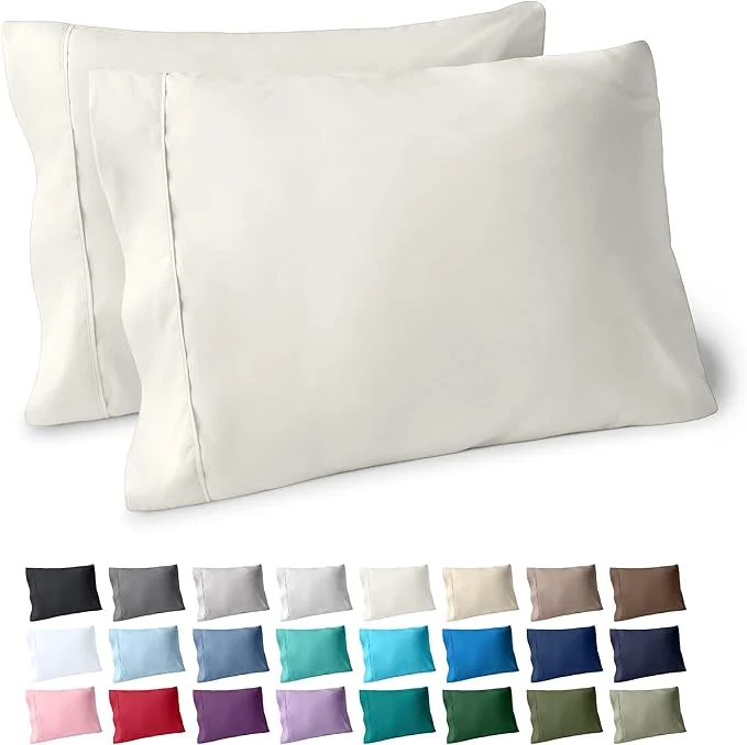 Relaxed Bare Home Microfiber Pillow Cases - Standard Queen Size Set of 2 - Cooling Pillowcases - Double Brushed - Ivory Pillowcases 2 Pack - Easy Care Standard Pillowcase Set of 2 Ivory Specialty