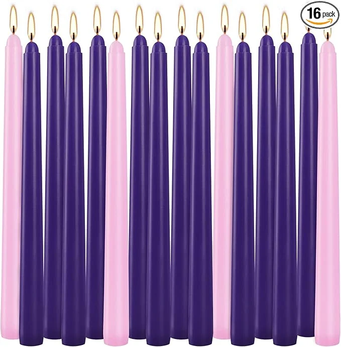 High-Performance 16 Pack Advent Taper Candles Premium Hand Dipped 10in Unscented Christmas Taper Modern