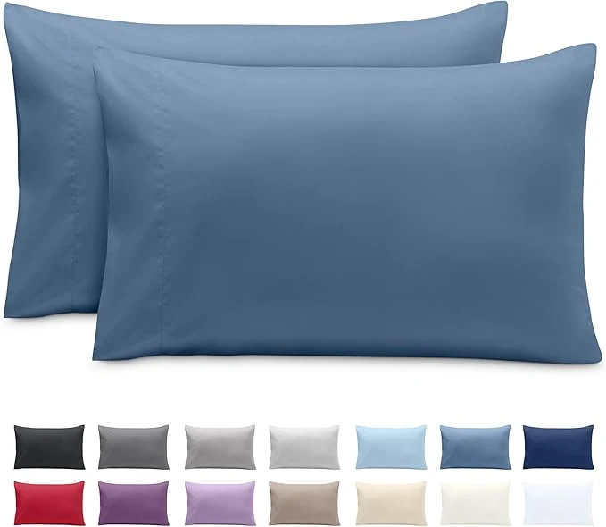 Proven Bare Home Microfiber Pillow Cases - Standard Size Set of 2 - Cooling Pillowcases - Double Brushed - Easy Care - Envelope Closure Standard Pillowcase Set of 2 Coronet Blue Classic