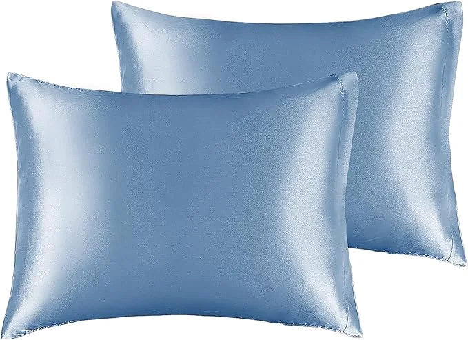 Long-Lasting BEDELITE Satin Pillowcase for Hair and Skin Super Soft and Cooling Similar to Silk Pillow Cases 2 Pack with Envelope Closure Gift for Women Men 13 quot x18 quot Toddler Size Airy Blue Durable