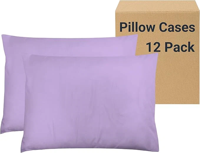 Clean ZPECC Pillow Cases Standard Size Set of 12 20x26 Envelope Closure Pillowcases Soft Plain Brushed Microfiber Covers Hypoallergenic Breathable Lavender Lightweight