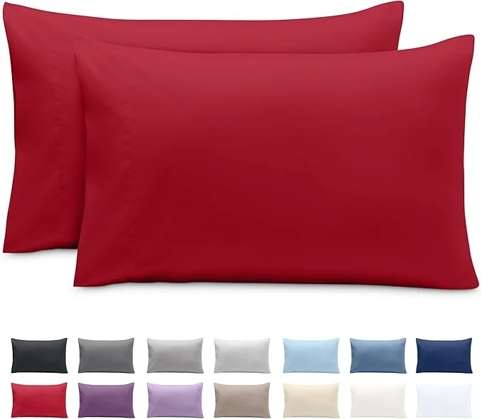 Outstanding Bare Home Microfiber Pillow Cases - Standard Size Set of 2 - Cooling Pillowcases - Double Brushed - Easy Care - Envelope Closure Standard Pillowcase Set of 2 Red Excellent