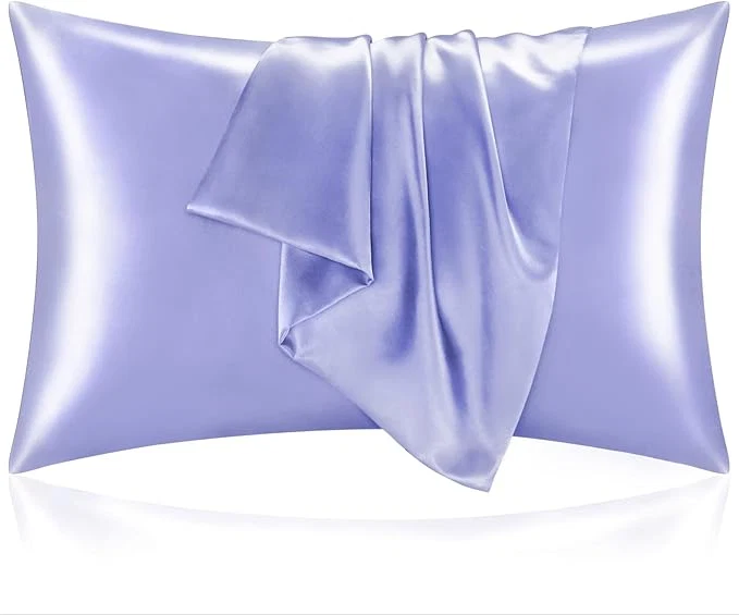 Functional BEDELITE Satin Pillowcase for Hair and Skin Super Soft and Cooling Similar to Silk Pillow Cases 2 Pack with Envelope Closure Gift for Women Men 20 quot x30 quot Queen Size Lilac Optimized