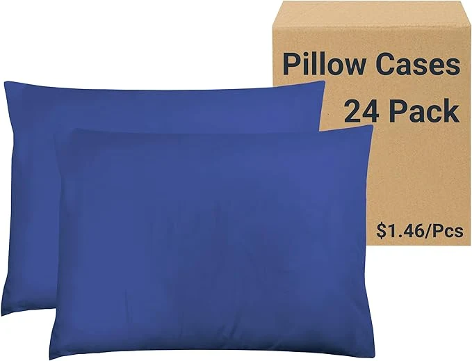 World-Class ZPECC Pillow Cases Bulk 24 Pack - Standard Pillowcases with Envelope Closure Soft Brushed Microfiber Pillow Cover for Hotel Airb amp bs Hospital Bedding Essential Royal Blue Professional