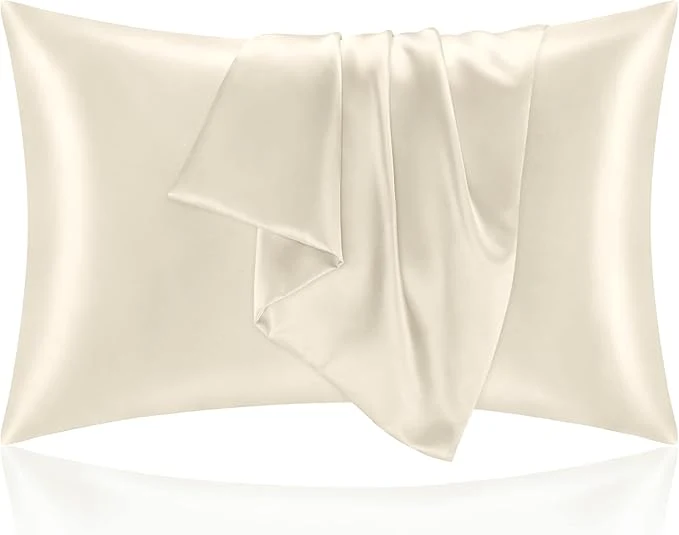 First-Class BEDELITE Satin Pillowcase for Hair and Skin Super Soft and Cooling Similar to Silk Pillow Cases 2 Pack with Envelope Closure Gift for Women Men 20 quot x30 quot Queen Size Beige High-Grade