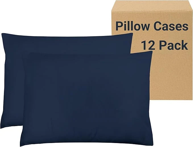 Natural ZPECC Pillow Cases King Size Set of 12 20x36 Envelope Closure Pillowcases Soft Plain Brushed Microfiber Covers Hypoallergenic Breathable Navy High-Grade