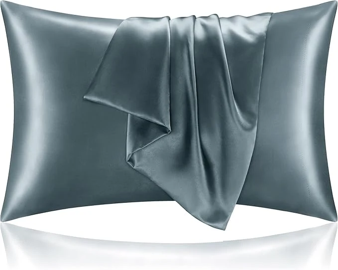 Classic BEDELITE Satin Pillowcase for Hair and Skin Super Soft and Cooling Similar to Silk Pillow Cases 2 Pack with Envelope Closure Gift for Women Men 20 quot x26 quot Standard Size Space Grey Official