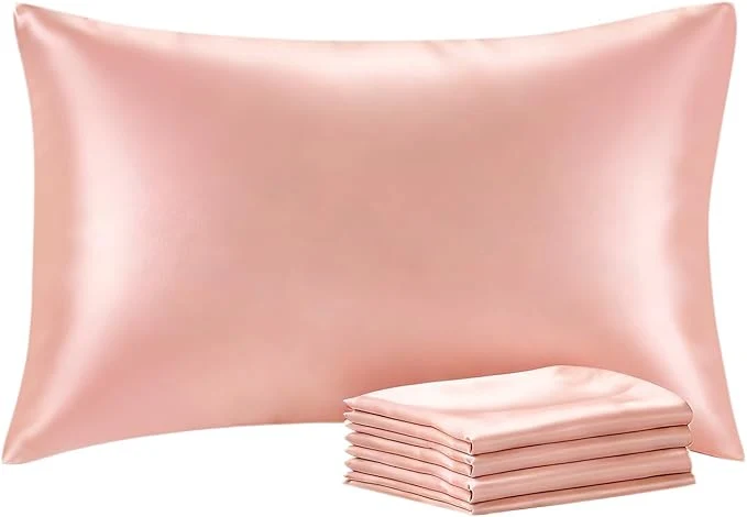 Outstanding BEDELITE Satin Pillowcase with Zipper 4 Pack Coral Pillow Cases Standard Size Super Soft and Cooling Similar to Silk Pillow Cases Gift for Women Men 20x26 Inches Official