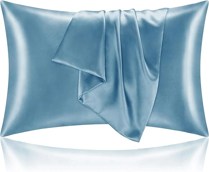 Relaxed BEDELITE Satin Pillowcase with Zipper 2 Pack Airy Blue Pillow Cases Standard Size Super Soft and Cooling Similar to Silk Pillow Cases Gift for Women Men 20x26 Inches Dependable
