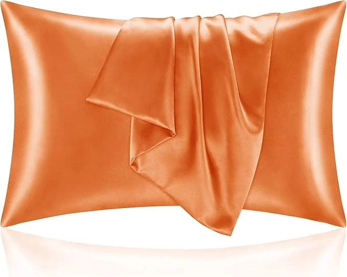 Long-Lasting BEDELITE Satin Pillowcase with Zipper Burnt Orange King Size Pillow Cases Set of 2 Super Soft and Cooling Similar to Silk Pillow Cases Gift for Women Men 20x36 Inches Lightweight