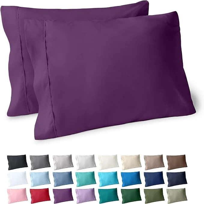 Traditional Bare Home Microfiber Pillow Cases - King Size Set of 2 - Cooling Pillowcases - Double Brushed - Plum Pillowcases Two Pack - Easy Care King Pillowcase Set of 2 Plum Specialty