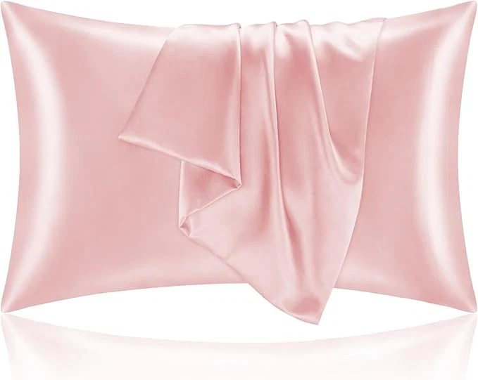 Breathable BEDELITE Satin Pillowcase for Hair and Skin Super Soft and Cooling Similar to Silk Pillow Cases 2 Pack with Envelope Closure Gift for Women Men 20 quot x30 quot Queen Size Pink Secure