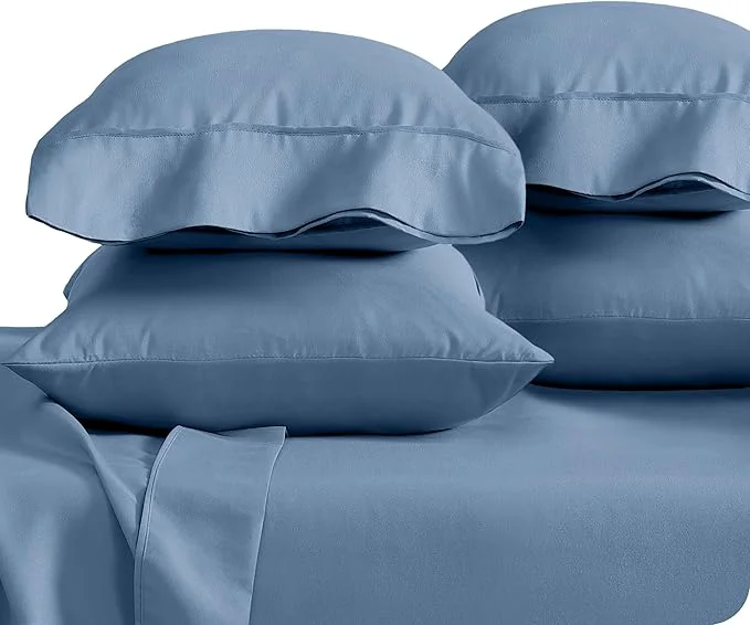 Carefully Designed Bare Home Microfiber Bulk Pillow Cases - King Set of 4 - Cooling Pillowcases - Double Brushed - Coronet Blue Pillowcases 4 Pack - Easy Care King - 4 Pack Coronet Blue Verified