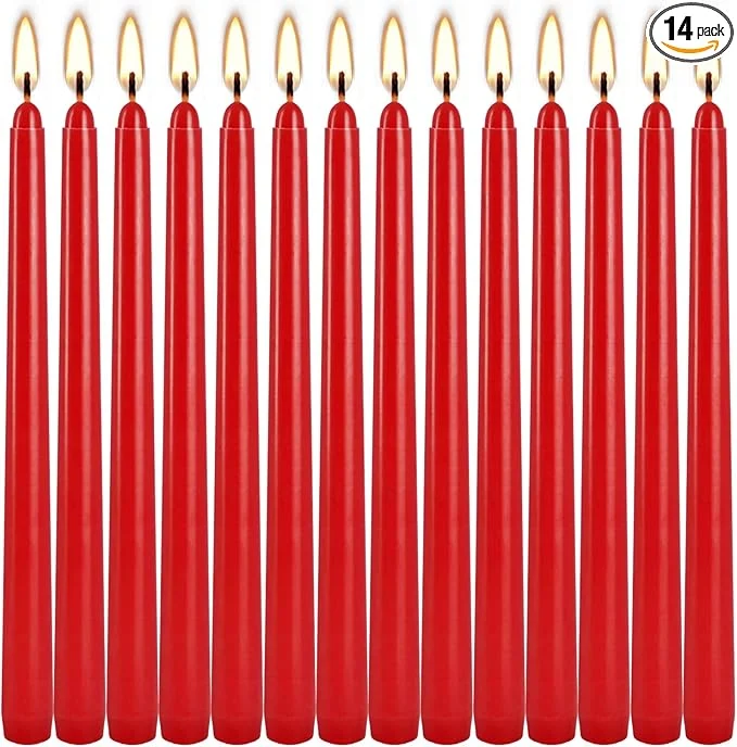Effective WPONSZU 14 Pack Tall Red Taper Candles 10 Inch Unscented Dripless Candlesticks Flexible