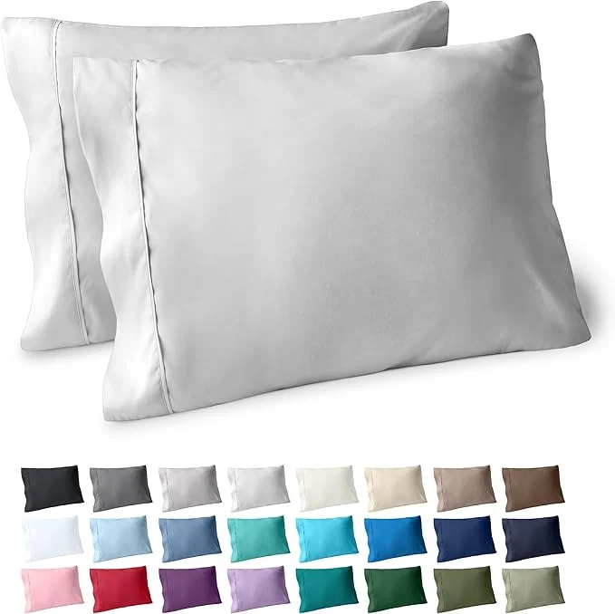 Clean Bare Home Microfiber Pillow Cases - Standard Queen Size Set of 2 - Cooling Pillowcases - Double Brushed - Light Grey Pillowcases 2 Pack - Easy Care Standard Pillowcase Set of 2 Cloud Grey Versatile