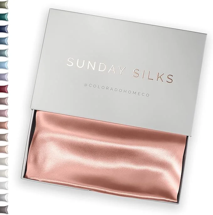 Top-Quality SUNDAYSILKS™ Premium Silk Pillow Cases Mulberry Silk Pillowcase with Zipper All Sides 22 Momme Grade 6A Silk Standard Queen King Size Rose Gold Proven