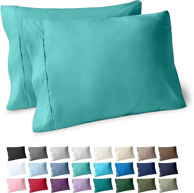 Prestigious Bare Home Microfiber Pillow Cases - King Size Set of 2 - Cooling Pillowcases - Double Brushed - Turquoise Pillowcases 2 Pack - Easy Care King Pillowcase Set of 2 Turquoise Premium Material