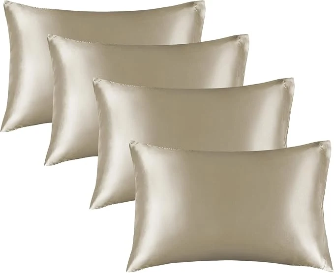 Prestigious BEDELITE Satin Pillowcase for Hair and Skin Super Soft Similar to Silk Pillow Cases 4 Pack with Envelope Closure Cooling Pillowcases for Women Men 20 quot x36 quot King Size Taupe Elegant