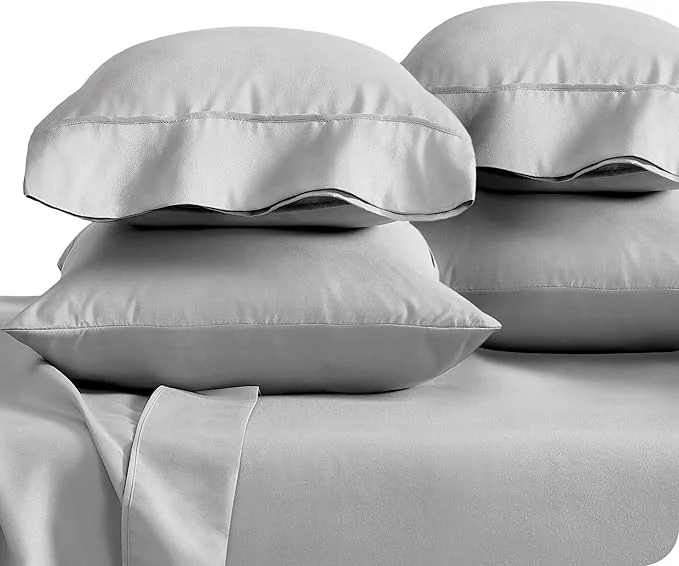 Traditional Bare Home Microfiber Bulk Pillow Cases - King Set of 4 - Cooling Pillowcases - Double Brushed - Light Grey Pillowcases 4 Pack - Easy Care King - 4 Pack Light Grey Flexible