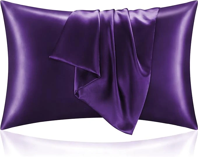 Original BEDELITE Satin Pillowcase for Hair and Skin Super Soft and Cooling Similar to Silk Pillow Cases 2 Pack with Envelope Closure Gift for Women Men 20 quot x30 quot Queen Size Plum Purple Solid
