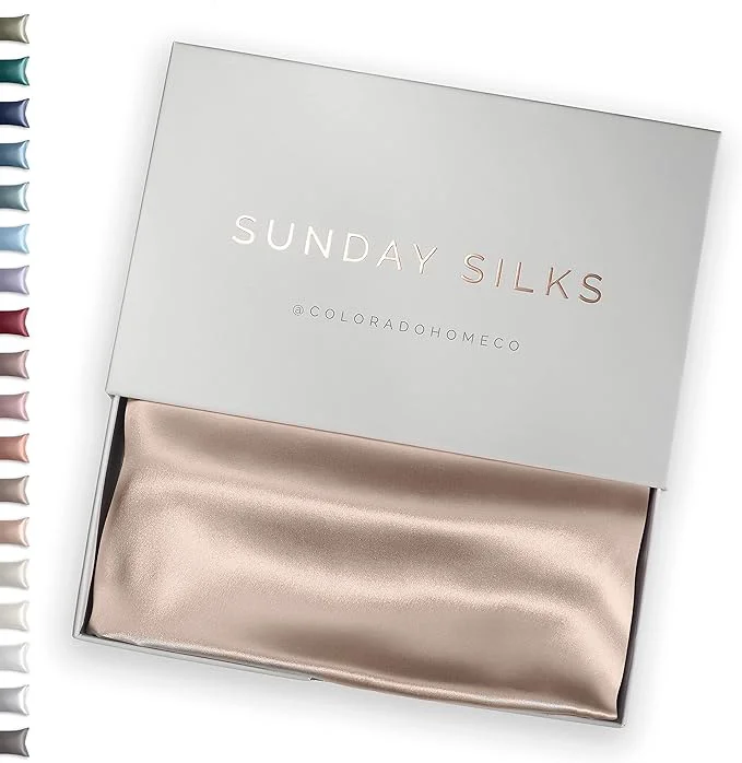 Fine Crafted SUNDAYSILKS™ Premium Silk Pillow Cases Mulberry Silk Pillowcase with Zipper All Sides 22 Momme Grade 6A Silk Standard Queen King Size Nude Champagne Relaxed