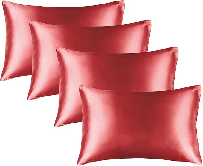 Authentic BEDELITE Satin Pillowcase for Hair and Skin Super Soft Similar to Silk Pillow Cases 4 Pack with Envelope Closure Cooling Pillowcases for Women Men 20 quot x30 quot Queen Size Baked Apple Secure