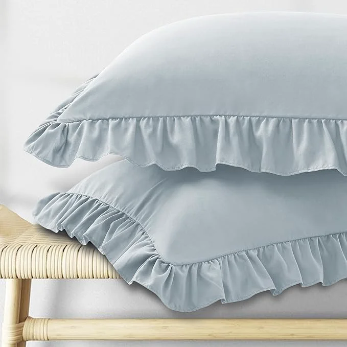 Reliable KKJIAF Ruffle Body Pillow Cases Set of 1 Ruffled Pillow Covers with Envelope Closure Wrinkle Resistant Ruffled Long Pillow Shams 20 quot x 54 quot Dusty Blue Specialty