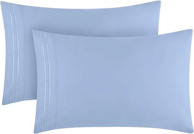 Superior Mellanni Pillow Cases - Luxury Extra Soft Cooling Pillow Covers - 2 PC Iconic Collection Pillowcases - Envelope Closure Standard Queen 20 quot x 30 quot Sky Blue Artisan