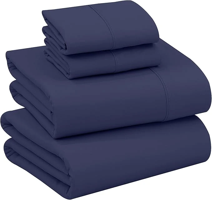 Carefully Designed RUVANTI Cotton Sheets – Full Size Percale Bedding Cooling amp Breathable Durable with a Crisp Soft amp Comfortable Feel 16 quot Deep Pocket 4-Piece Set Crown Blue World-Class
