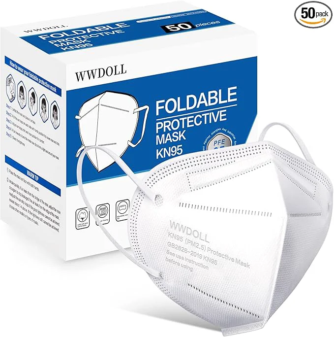 Original WWDOLL KN95 Face Mask 50 Pack KN95 Masks 5-Layer Breathable Mask Natural