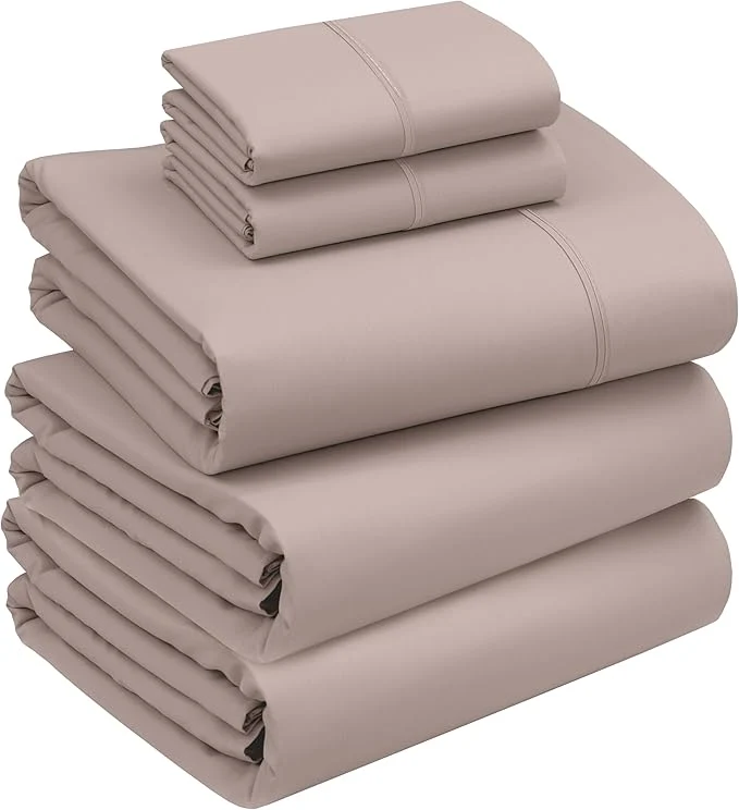 Traditional RUVANTI Cotton Sheets – Split King Size Percale Bedding Cooling amp Breathable Durable with a Crisp Soft amp Comfortable Feel 16 quot Deep Pocket 5-Piece Set Warm Mocha Stylish