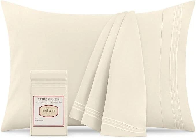 Versatile Mellanni Pillow Cases - Luxury Extra Soft Cooling Pillow Covers - 2 PC Iconic Collection Pillowcases - Envelope Closure Standard Queen 20 quot x 30 quot Golden Ivory Quality