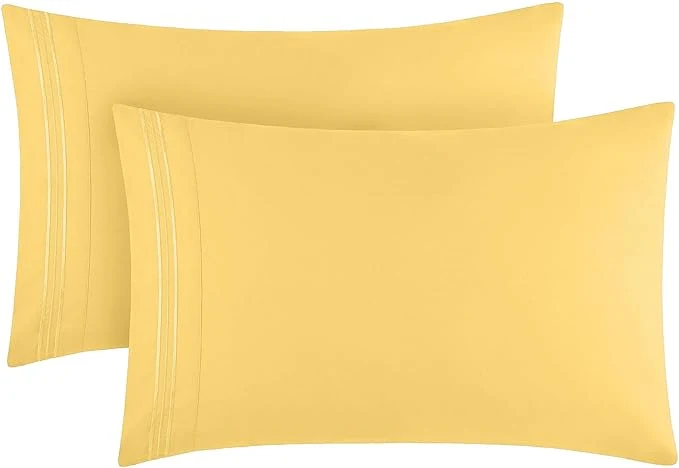 Superior Mellanni Pillow Cases - Luxury Extra Soft Cooling Pillow Covers - 2 PC Iconic Collection Pillowcases - Envelope Closure King 20 quot x 40 quot Yellow User-Friendly
