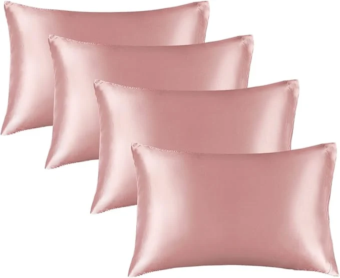 Powerful BEDELITE Satin Pillowcase for Hair and Skin Super Soft Similar to Silk Pillow Cases 4 Pack with Envelope Closure Cooling Pillowcases for Women Men 20 quot x30 quot Queen Size Rose Pink Carefully Designed