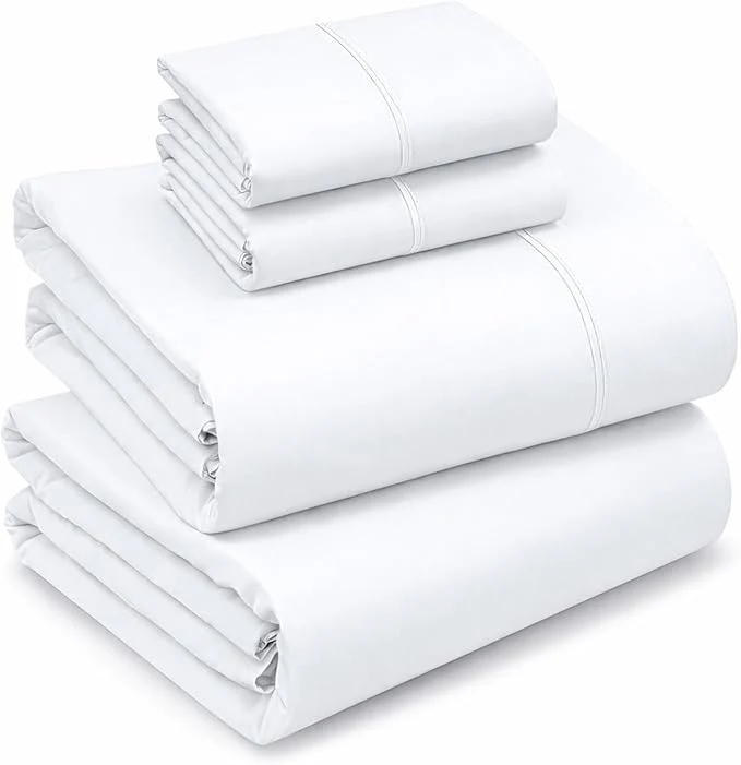 Long-Lasting RUVANTI Cotton Sheets – California King Percale Bedding Cooling amp Breathable Durable with a Crisp Soft amp Comfortable Feel 14 quot Deep Pocket 4-Piece Set Bright White Authentic